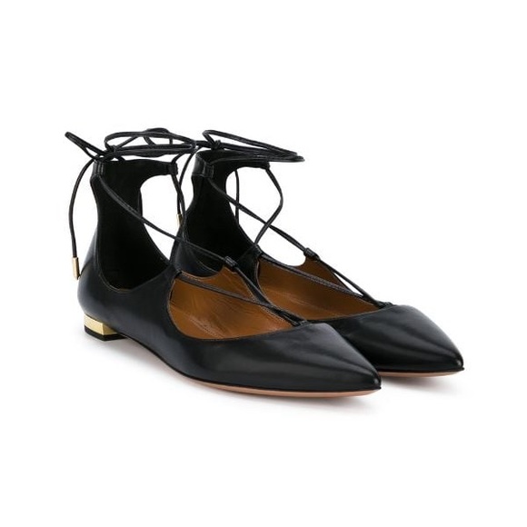 Aquazzura Black Christie Leather Ballet Flats - Picture 8 of 10